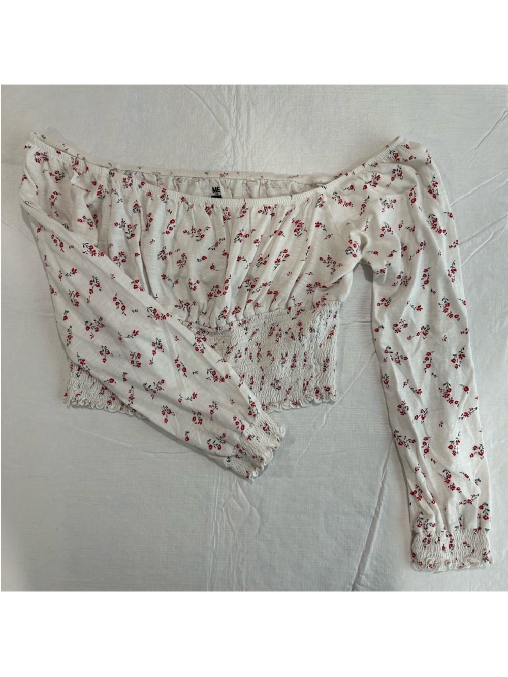 Me to We Floral Off-Shoulder Smocked Long Sleeve Blouse
